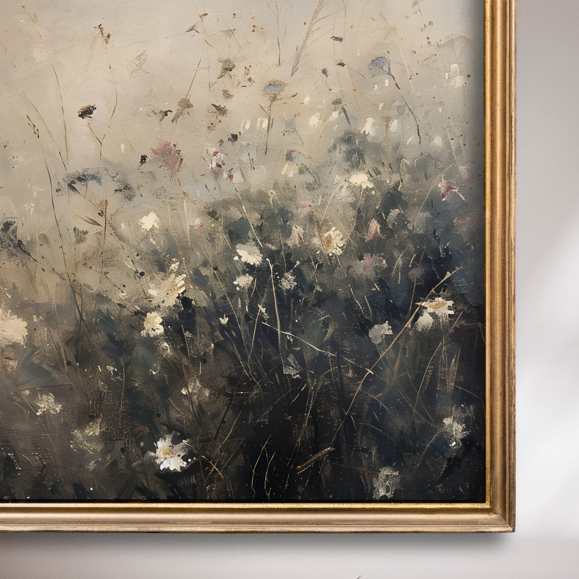 Soft Wildflowers Among Tall Grasses Misty Neutral Meadow Poster - Image 7