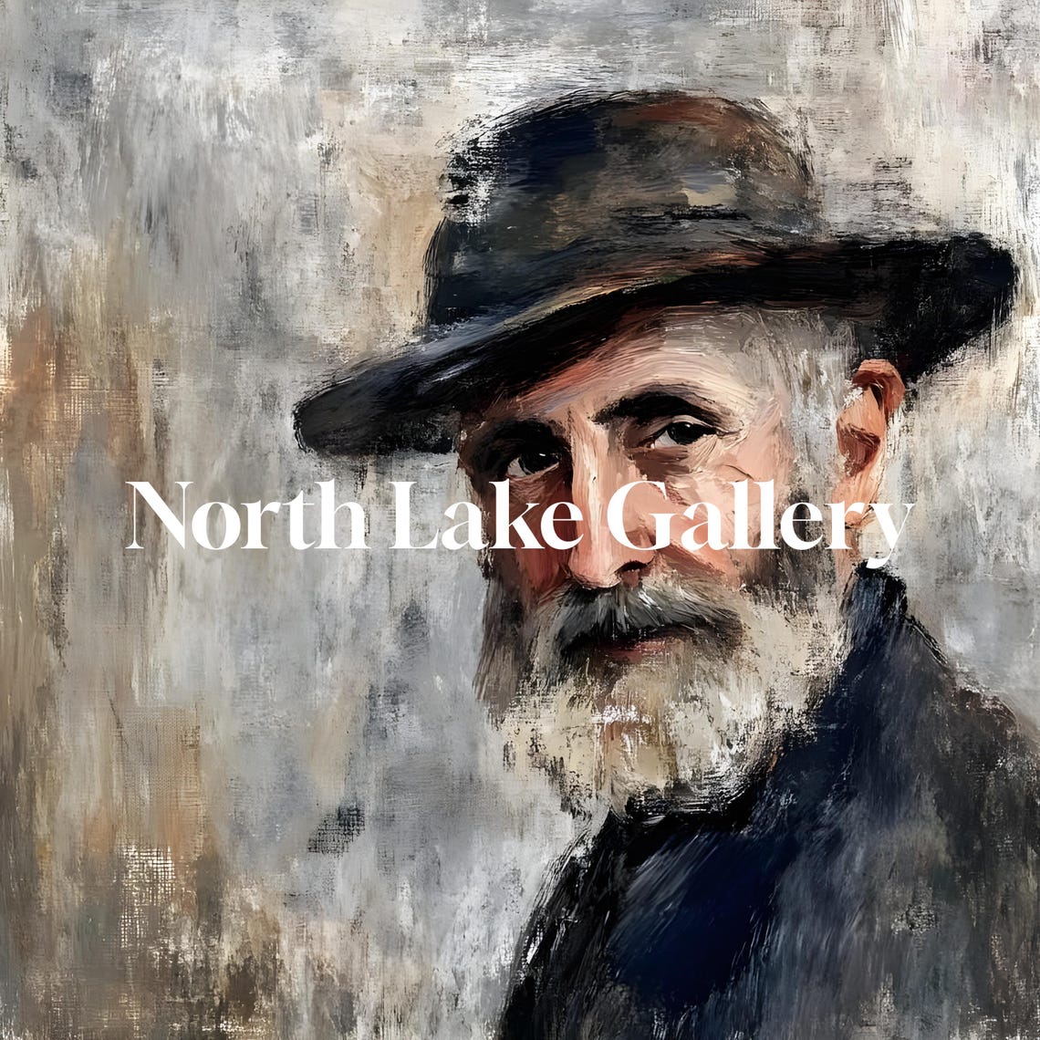 Bearded Man With Hat Portrait Warm Smile Impressionist Style Poster - Image 2