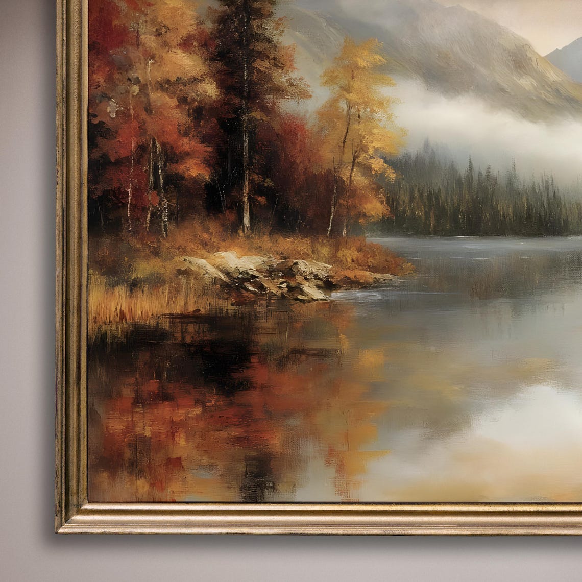 Autumn Mountain Lake With Misty Reflection Fall Colors Poster - Image 8