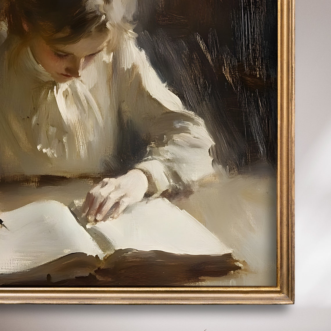 Woman Writing In Journal By Lamplight Victorian Study Painting Poster - Image 7