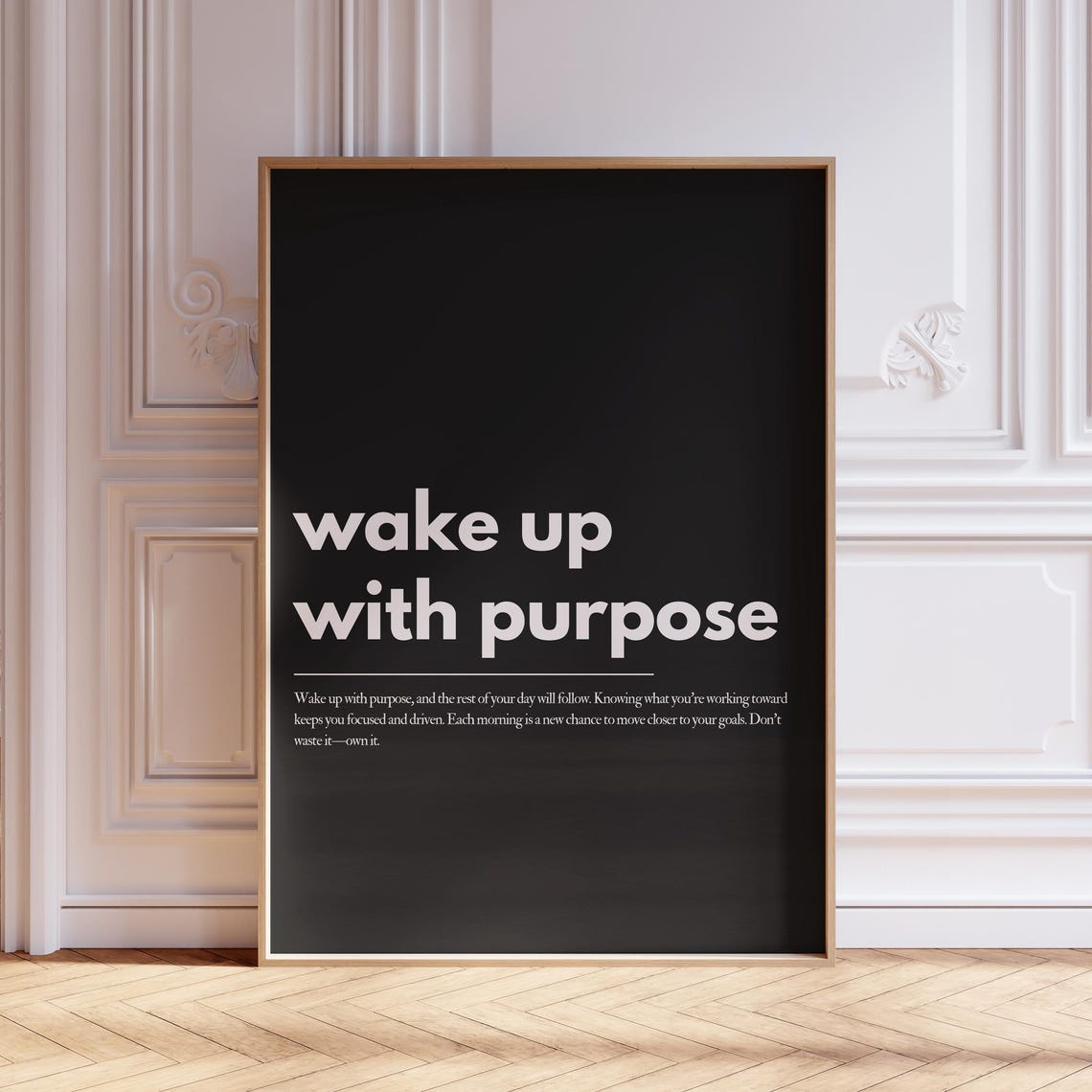 Wake Up With Purpose Bold Black Minimalist Office Quote Poster