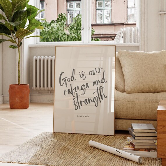 God Is Our Refuge And Strength Psalm 461 Bible Verse Wall Art Scripture Minimalist Christian Wall Art Scripture Wall Art
