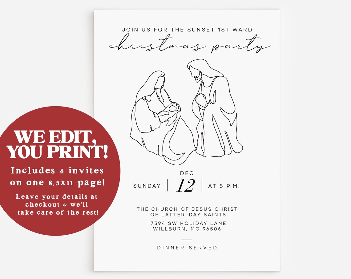 LDS Ward Christmas Party Invite Poster Print