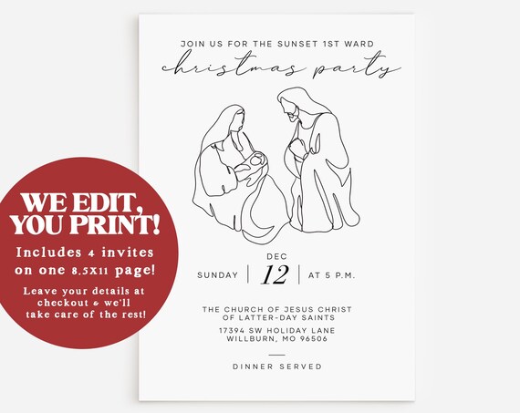 LDS Ward Christmas Party Invite Poster Print
