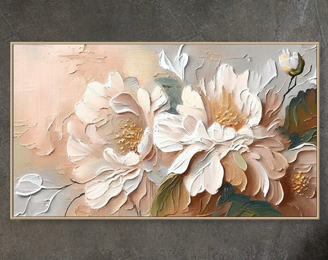 Abstract Flower Painting, Textured Soft Color Art Print