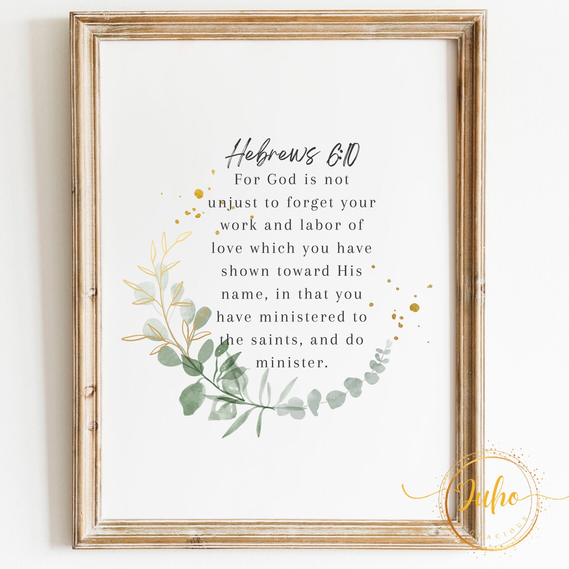 Hebrews 6:10 Scripture Blessing, Baptism Gift