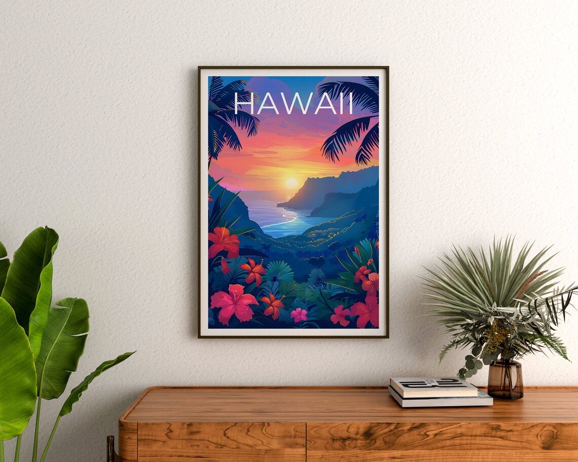 Hawaii Travel Poster, Island Coast Wall Art Print - Image 3