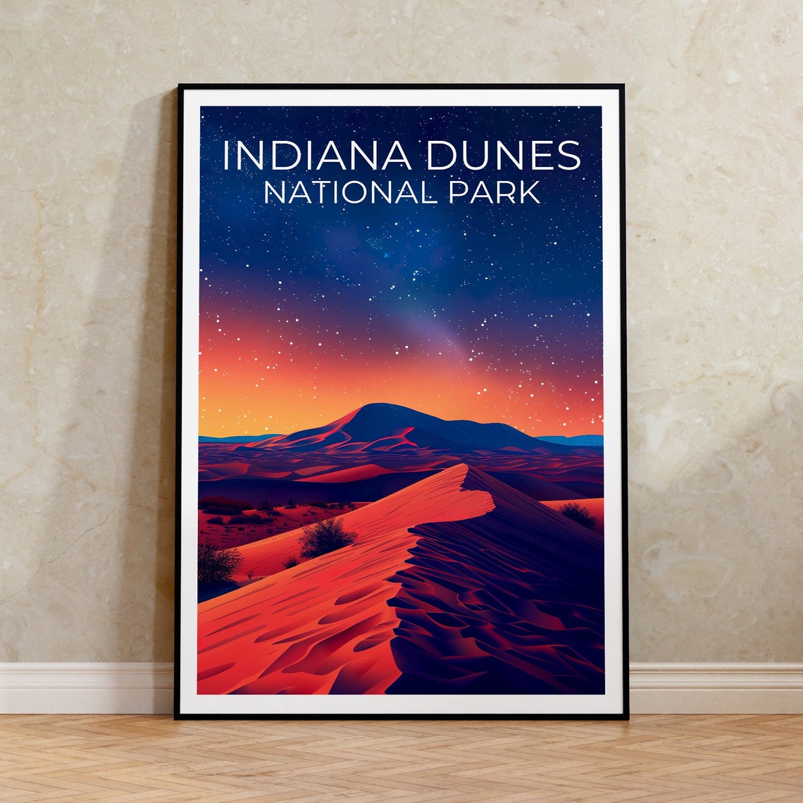 Indiana Dunes National Park Night Milky Way Dune Ridge Desert Poster