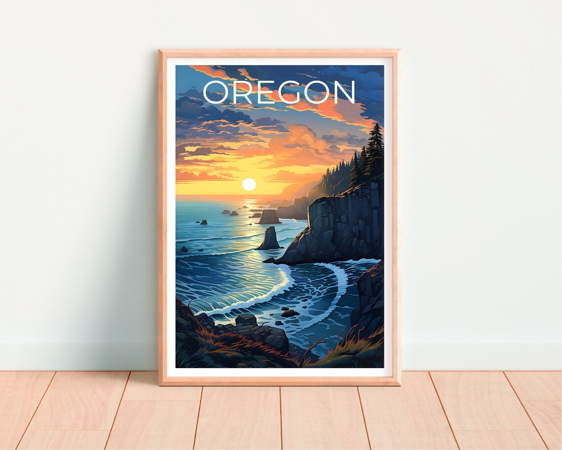 Oregon Coast Travel Poster, Coastal Wall Art Print - Image 4