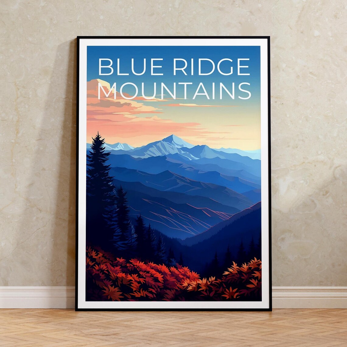Blue Ridge Mountains Travel Poster, Nature Landscape