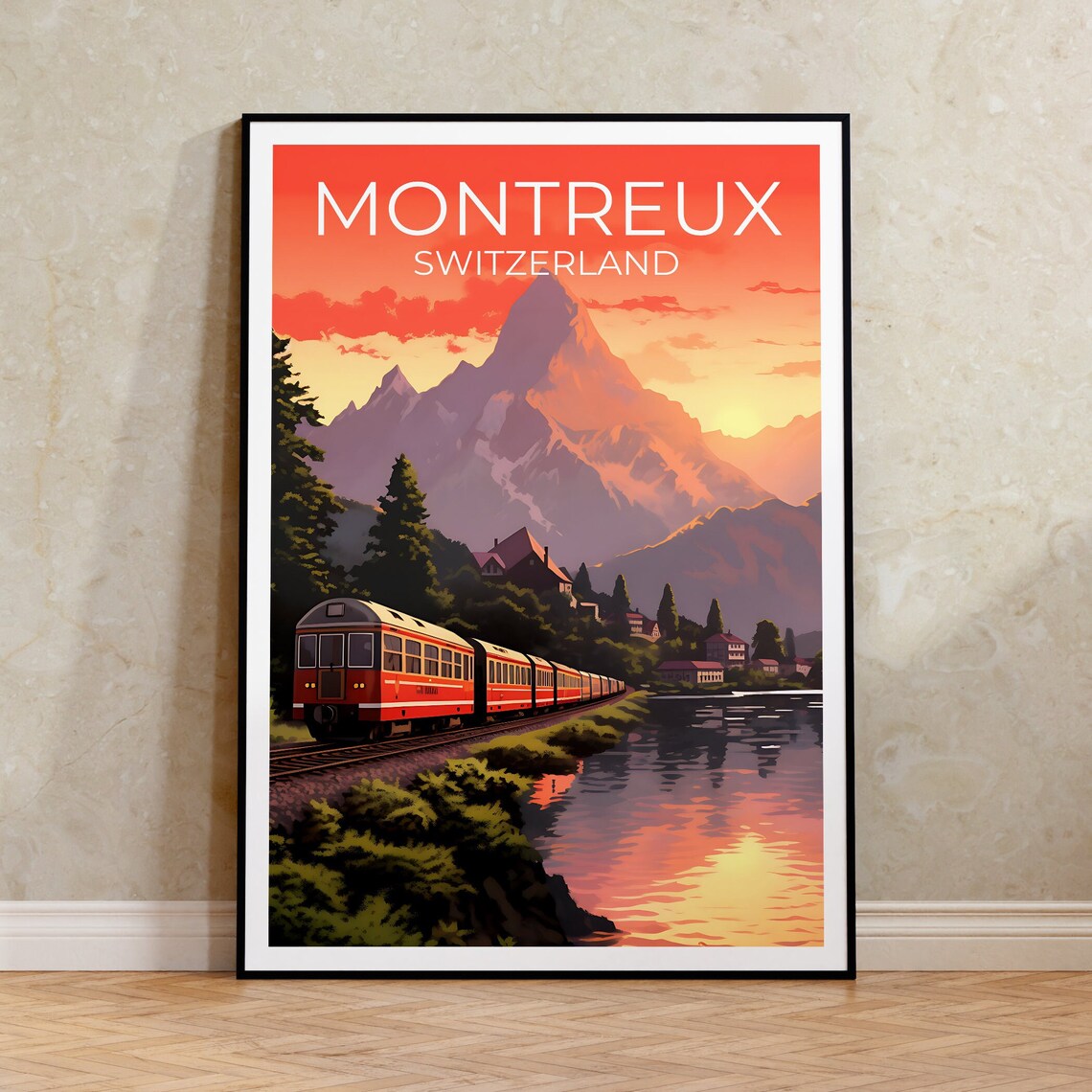 Montreux Travel Poster, Switzerland City Art Print