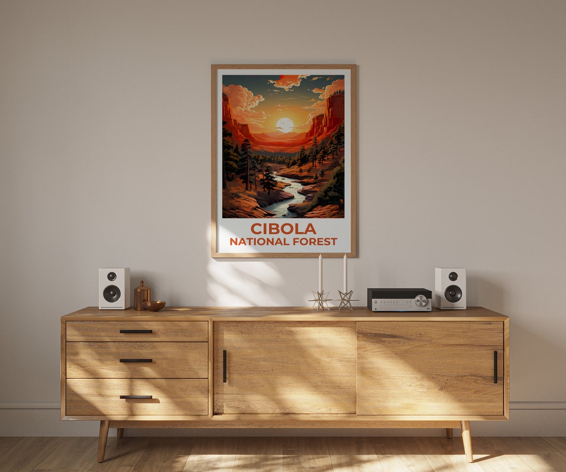 Cibola National Forest Red Rock Canyon River Sunset View Poster - Image 2