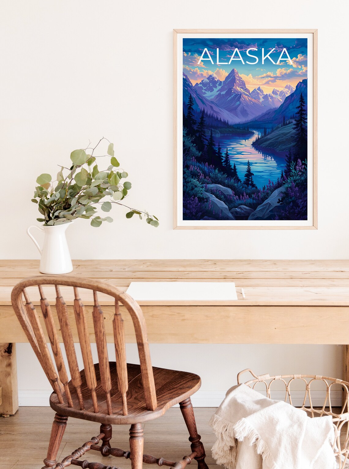Alaska Travel Poster, Mountain Landscape Art Print - Image 2