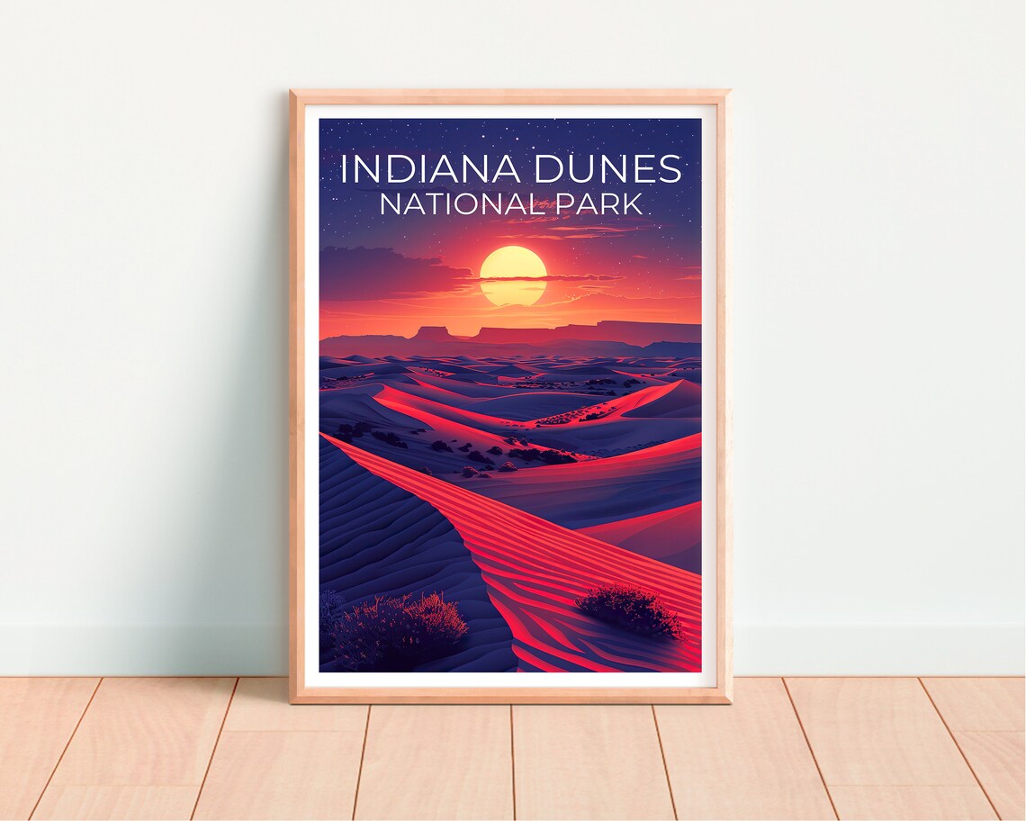 Indiana Dunes National Park Sunset Dune Ridges Starry Sky Art Poster - Image 4