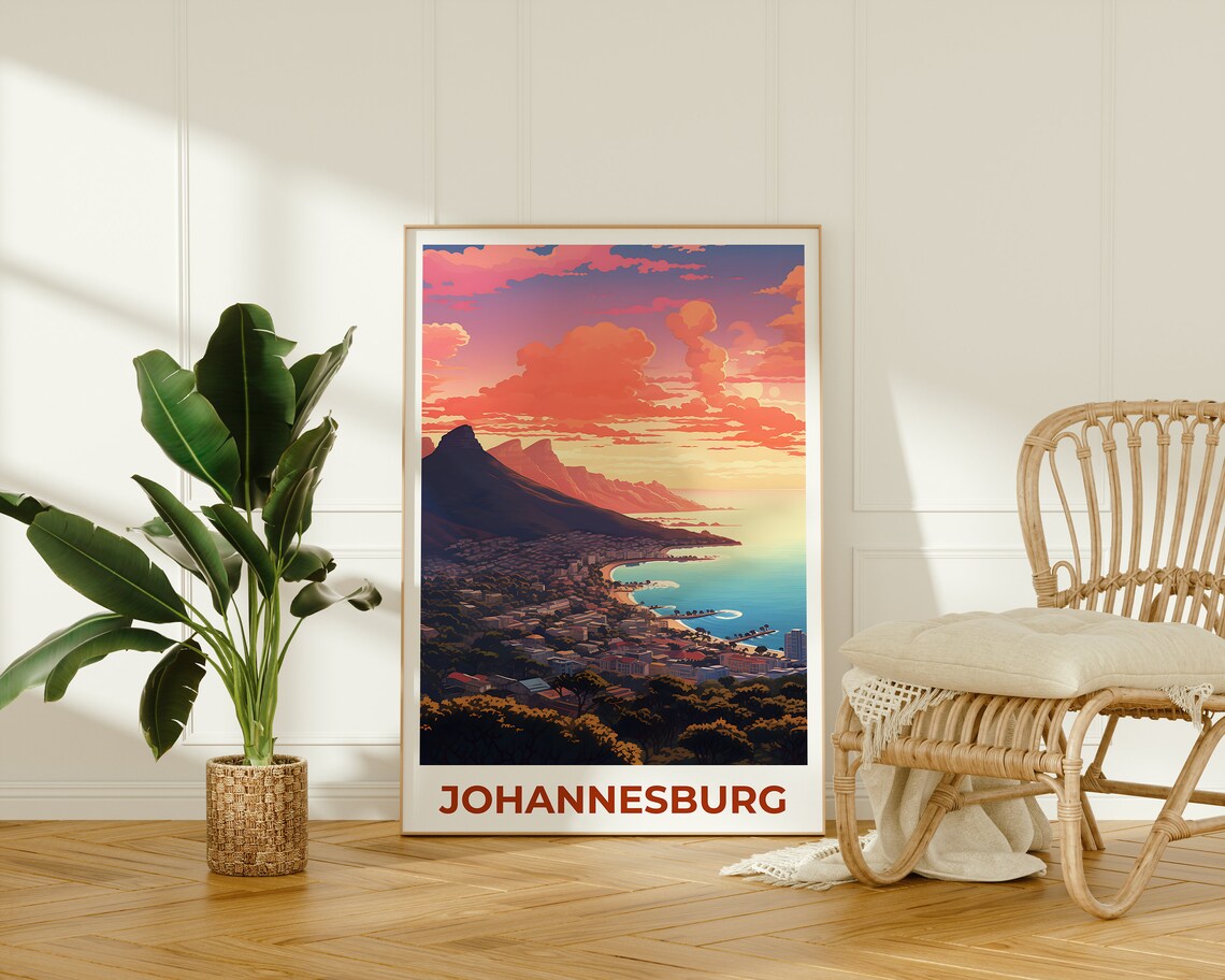 Cape Town South Africa Table Mountain Bay Sunset View Travel Poster - Image 2