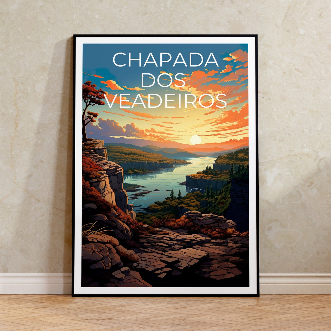 Chapada dos Veadeiros Brazil Canyon River Sunset Nature Travel Poster