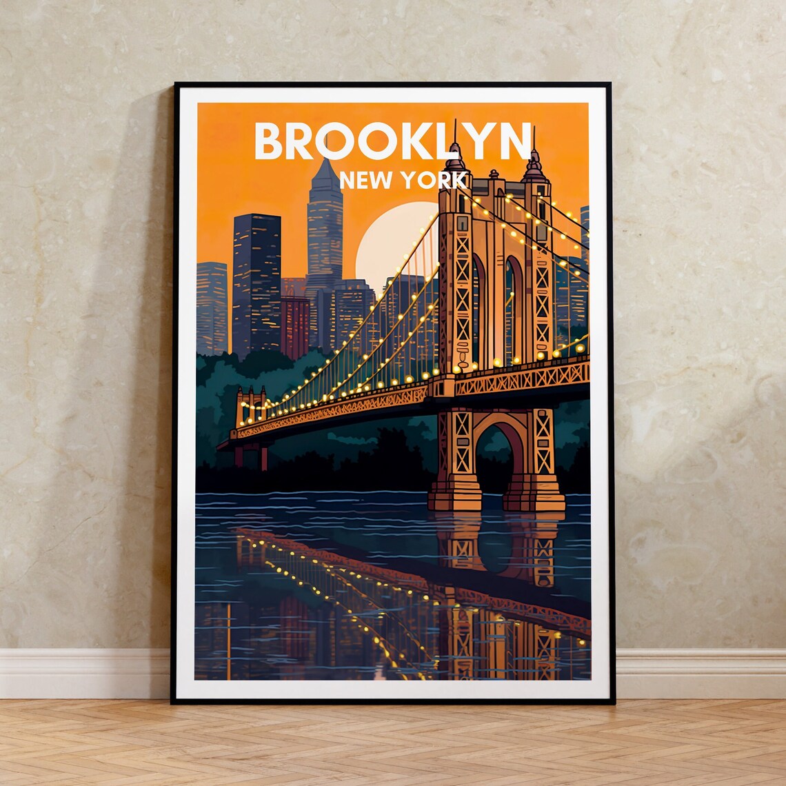 Brooklyn Travel Poster, New York Bridge Art Print
