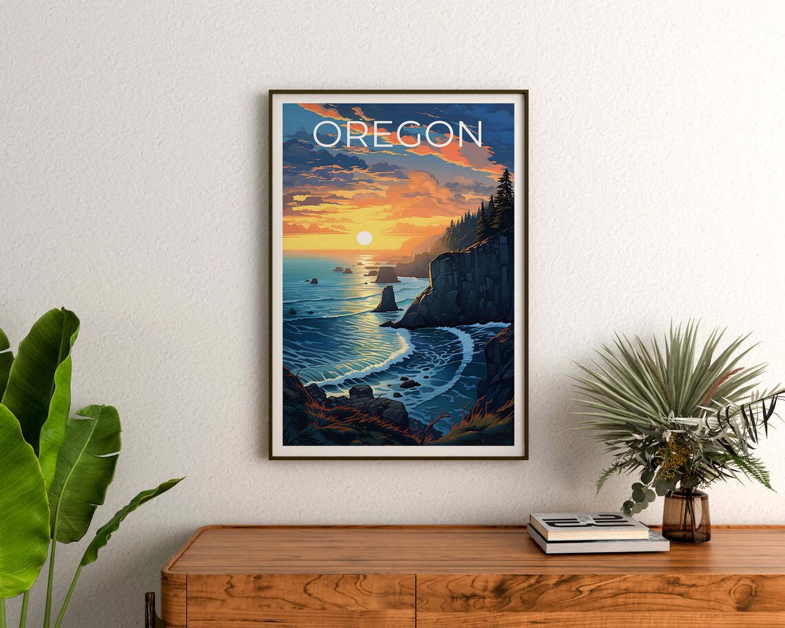 Oregon Coast Travel Poster, Coastal Wall Art Print - Image 3