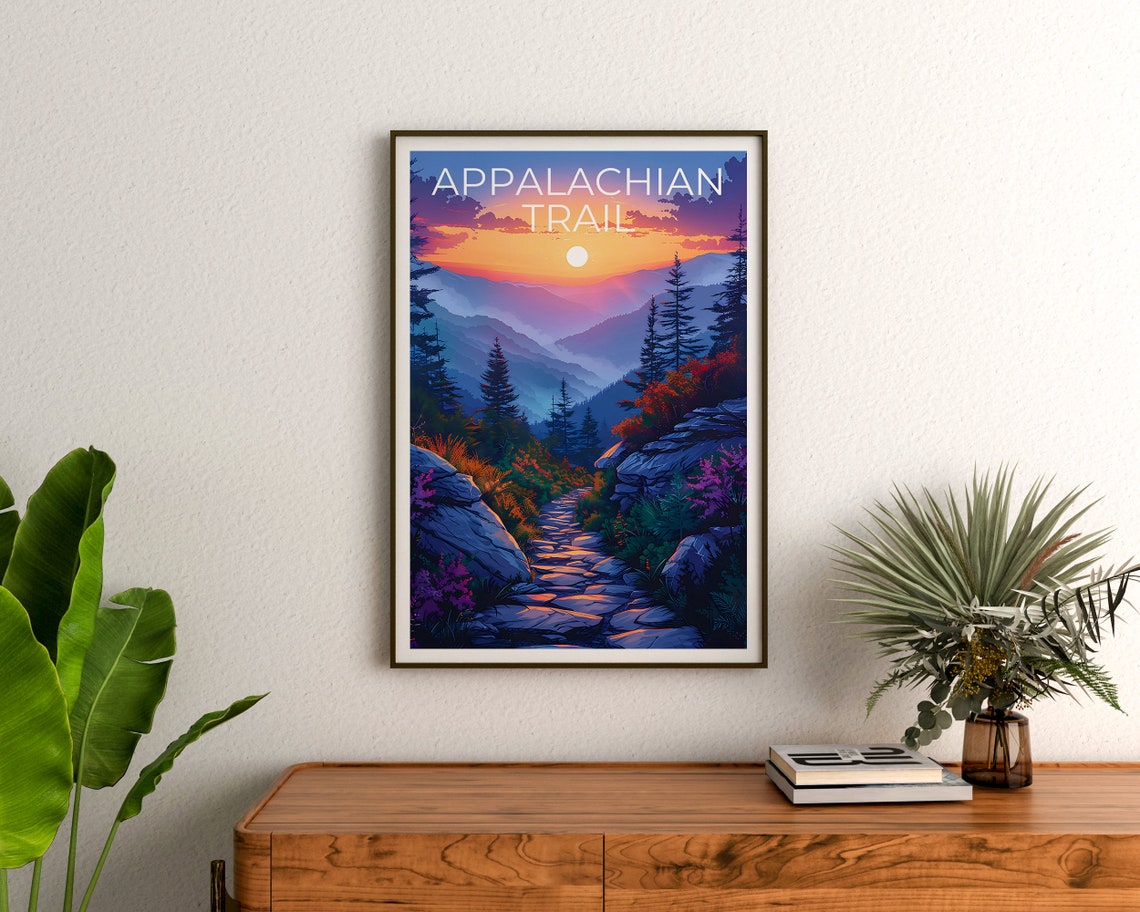 Appalachian Trail Sunset Stone Path Mountain View Wildflowers Poster - Image 3