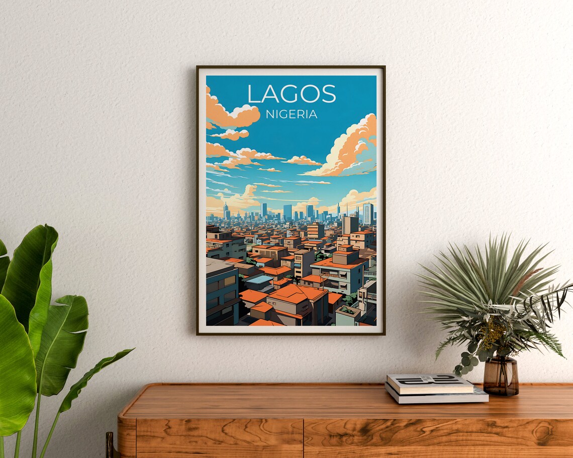 Lagos Nigeria City Skyline Daytime Aerial View Travel Poster - Image 3