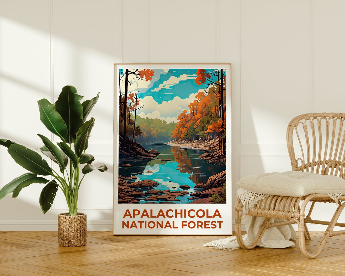 Apalachicola National Forest Florida River Autumn Trees Travel Poster - Image 2