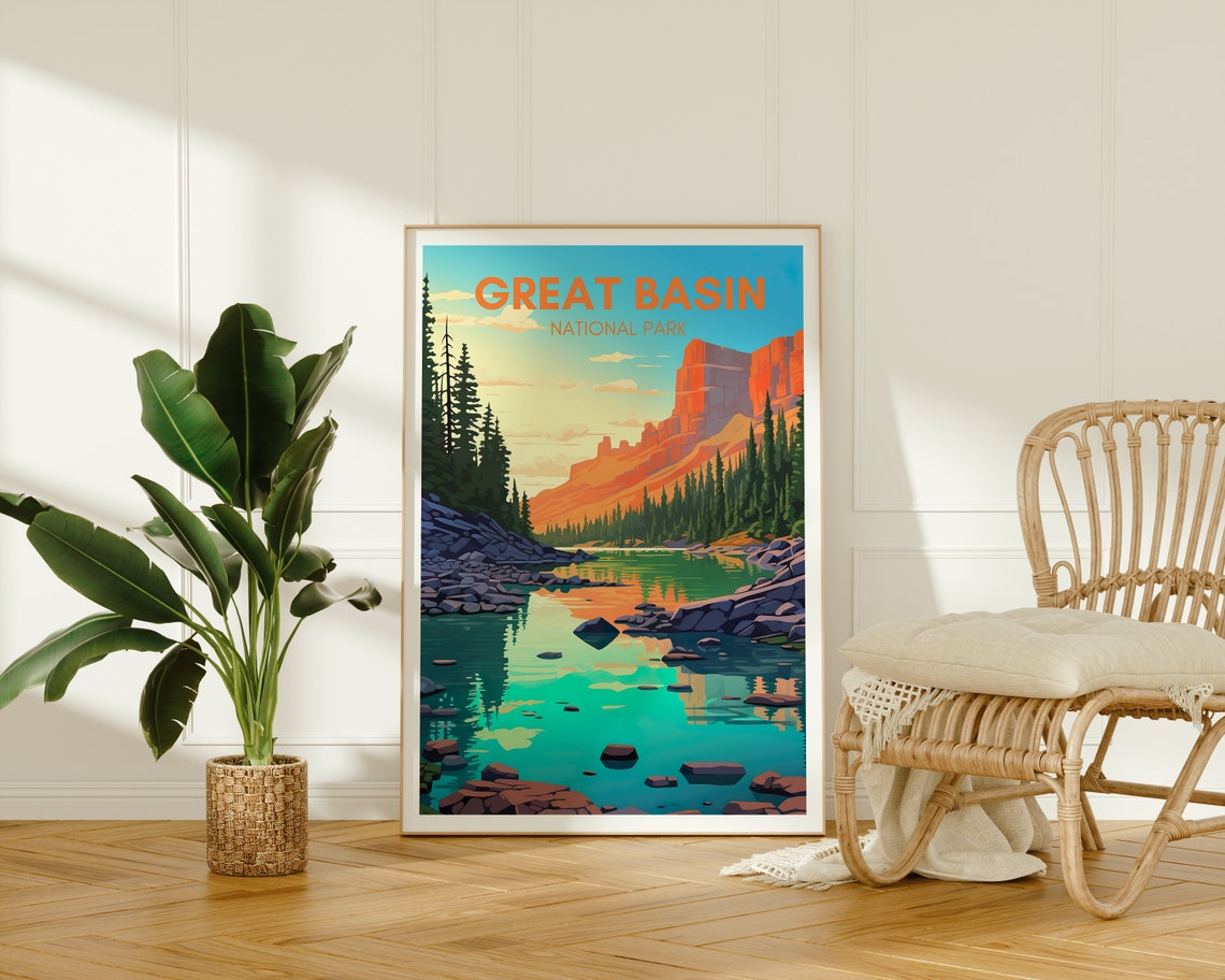 Great Basin National Park Turquoise Alpine Lake Cliffs View Poster - Image 2