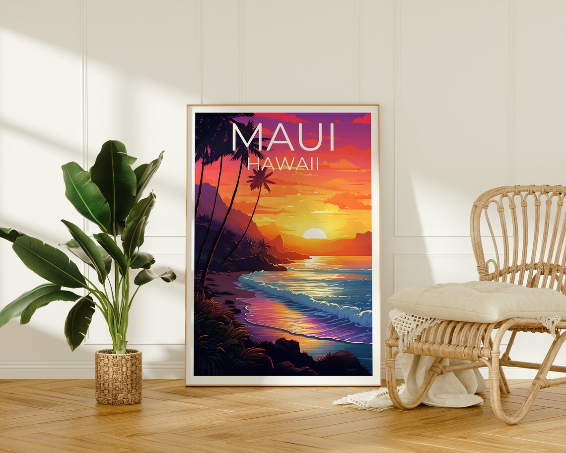 Maui Travel Poster, Hawaii Beach Wall Art Print - Image 2