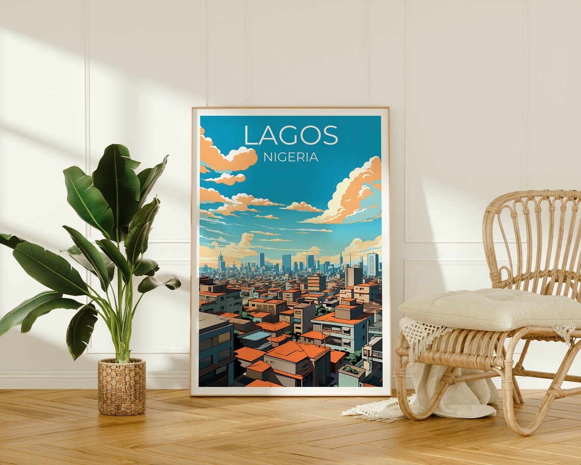 Lagos Nigeria City Skyline Daytime Aerial View Travel Poster - Image 2