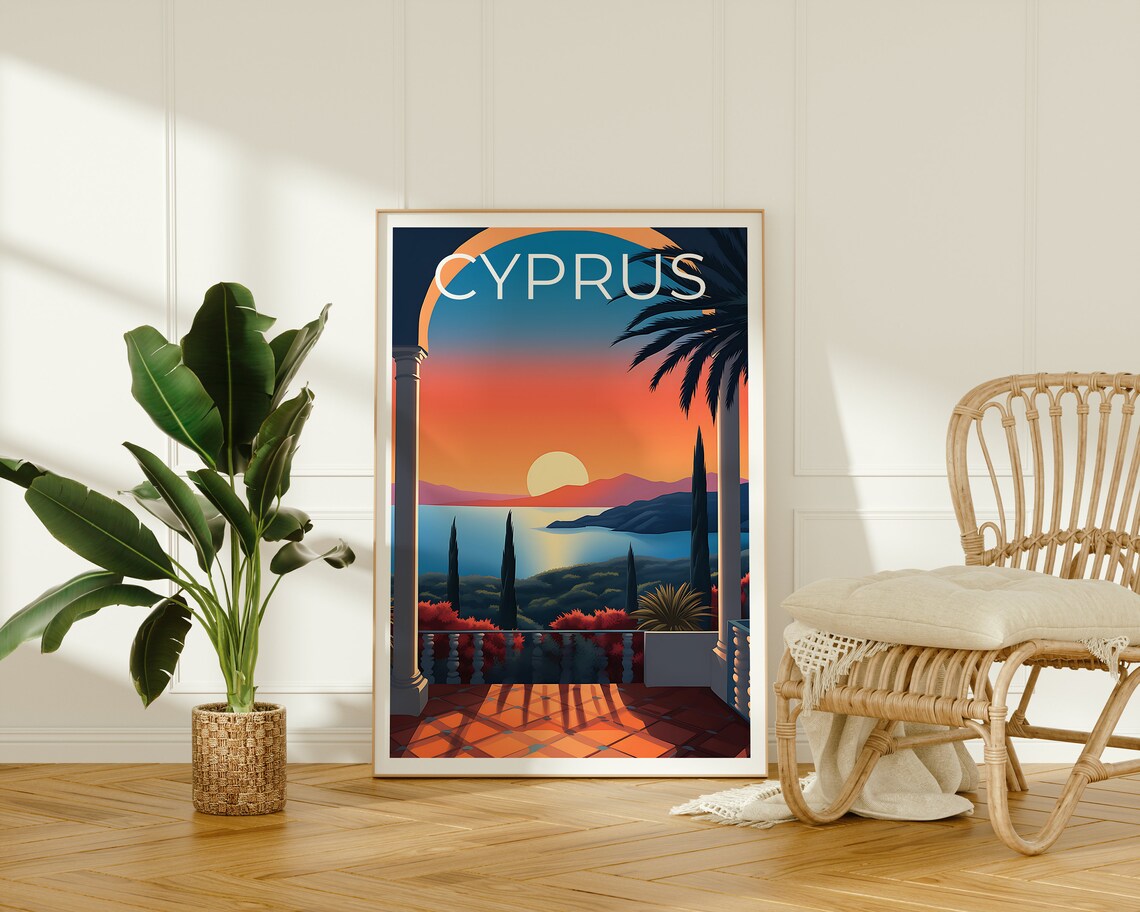 Cyprus Travel Poster, Island Landscape Art Print - Image 2