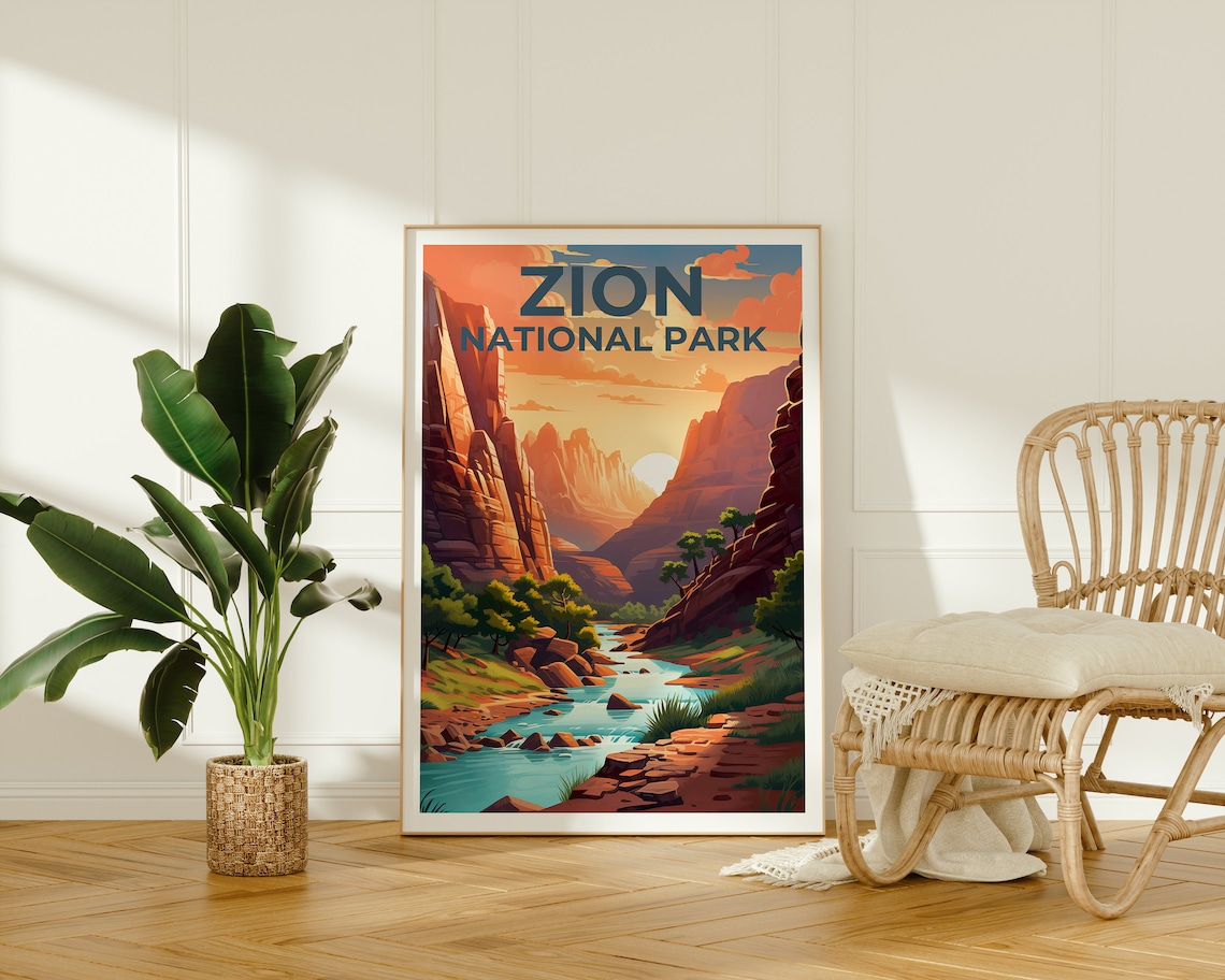 Zion National Park Travel Poster, Utah Art Print - Image 2