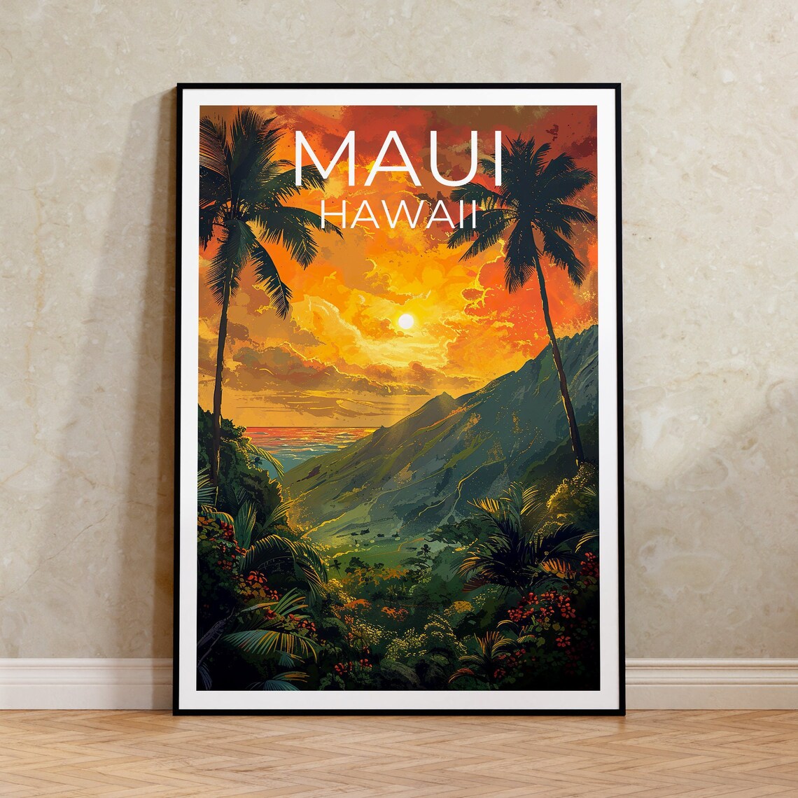 Maui Vintage Travel Poster, Hawaii Poster Print