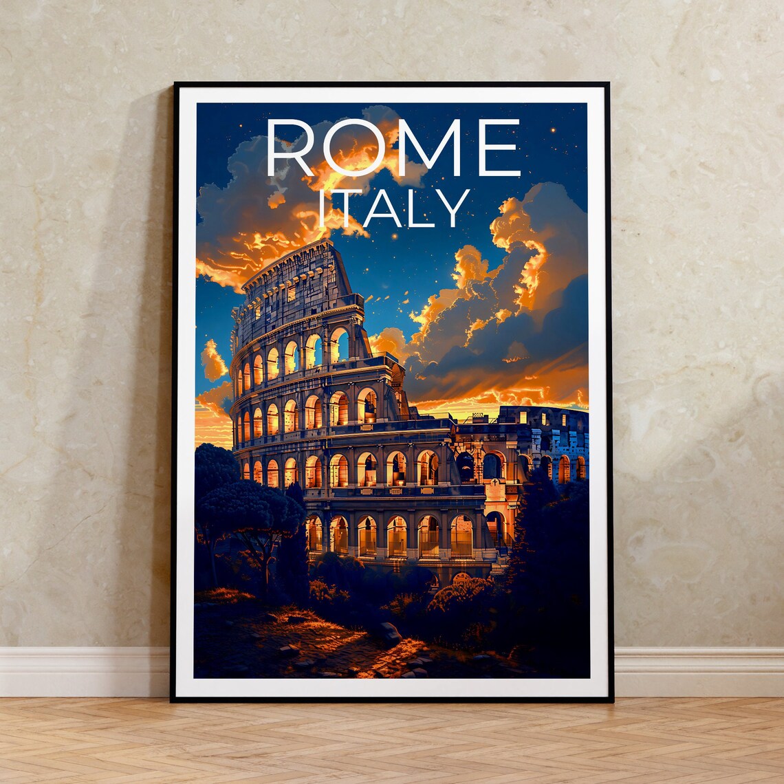 Rome Colosseum Travel Poster, Italy Art Print