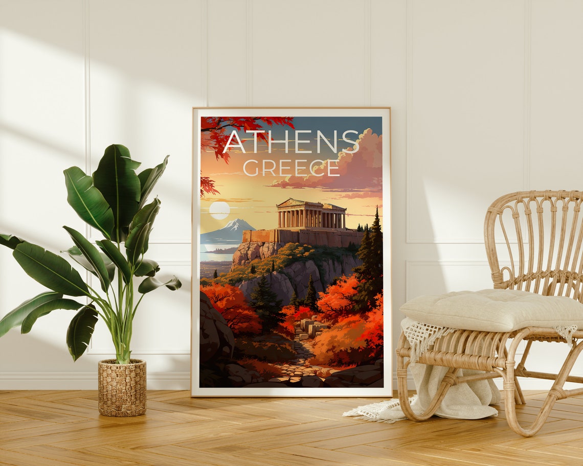 Athens Greece Ancient Parthenon Acropolis Sunset View Poster - Image 2