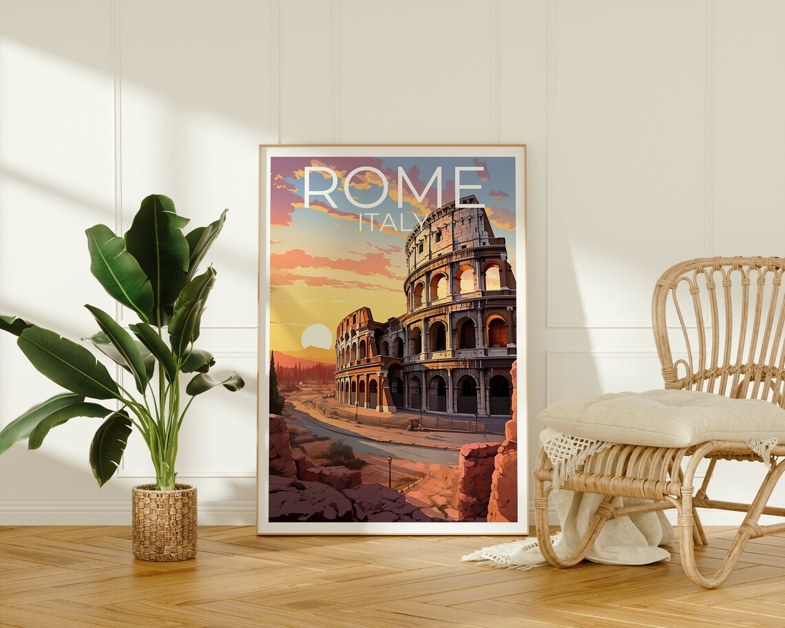 Rome Travel Poster, Italy Wall Art Print, Colosseum - Image 2