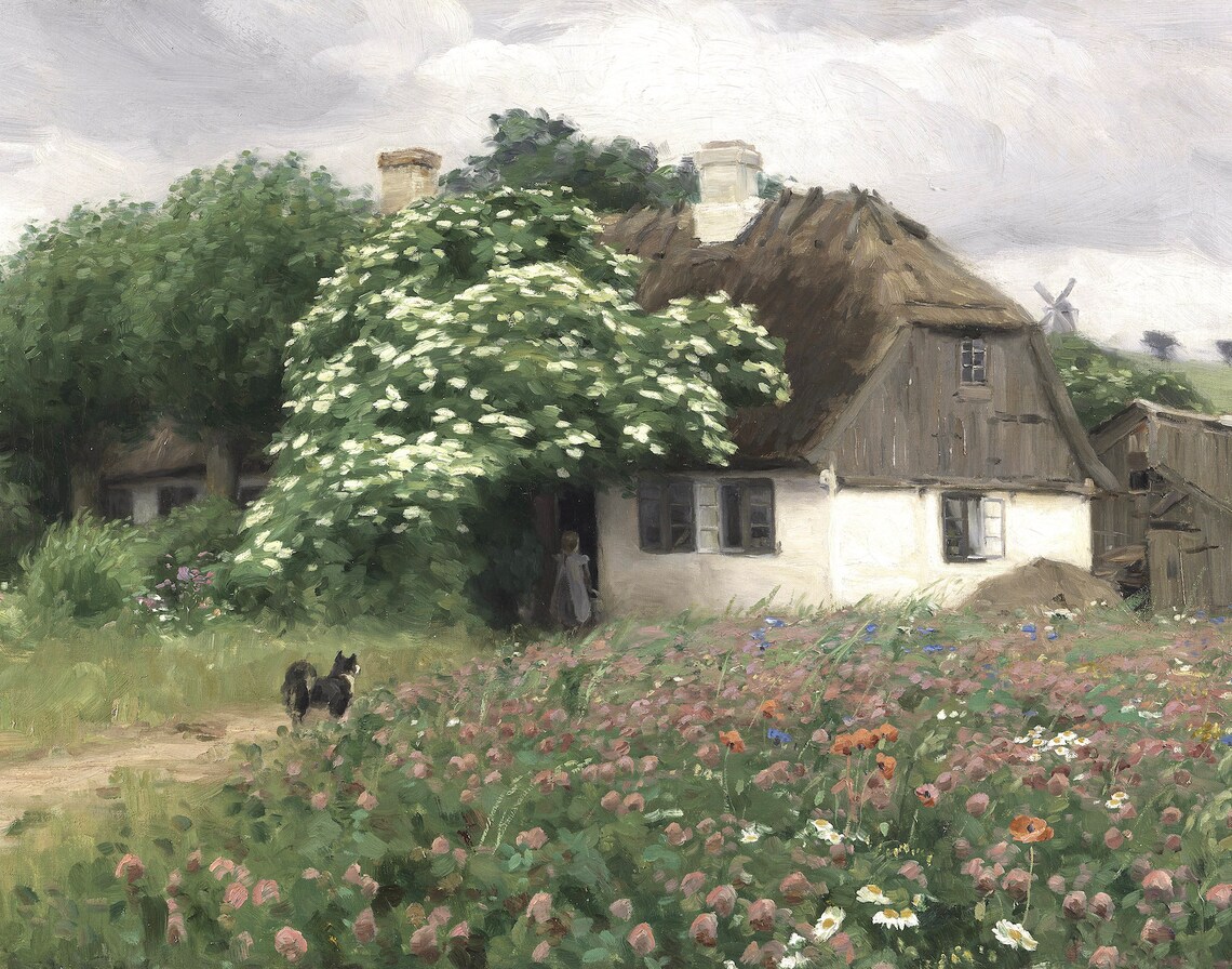 French Country Garden Landscape, Vintage Art Print - Image 3
