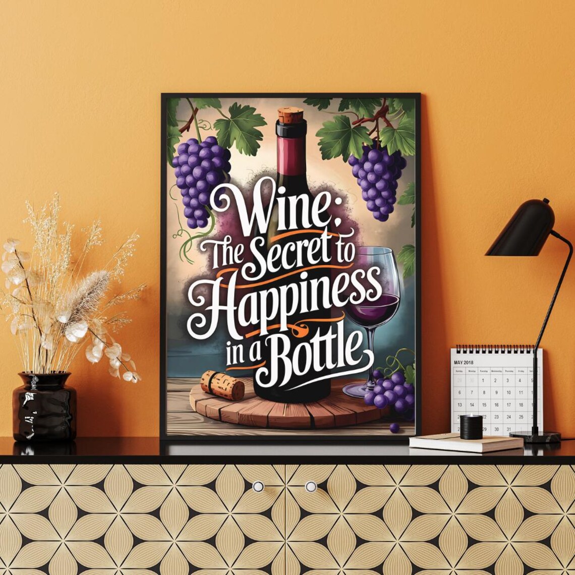 Wine Bottle Grapes Wine The Secret to Happiness in a Bottle Poster - Image 3