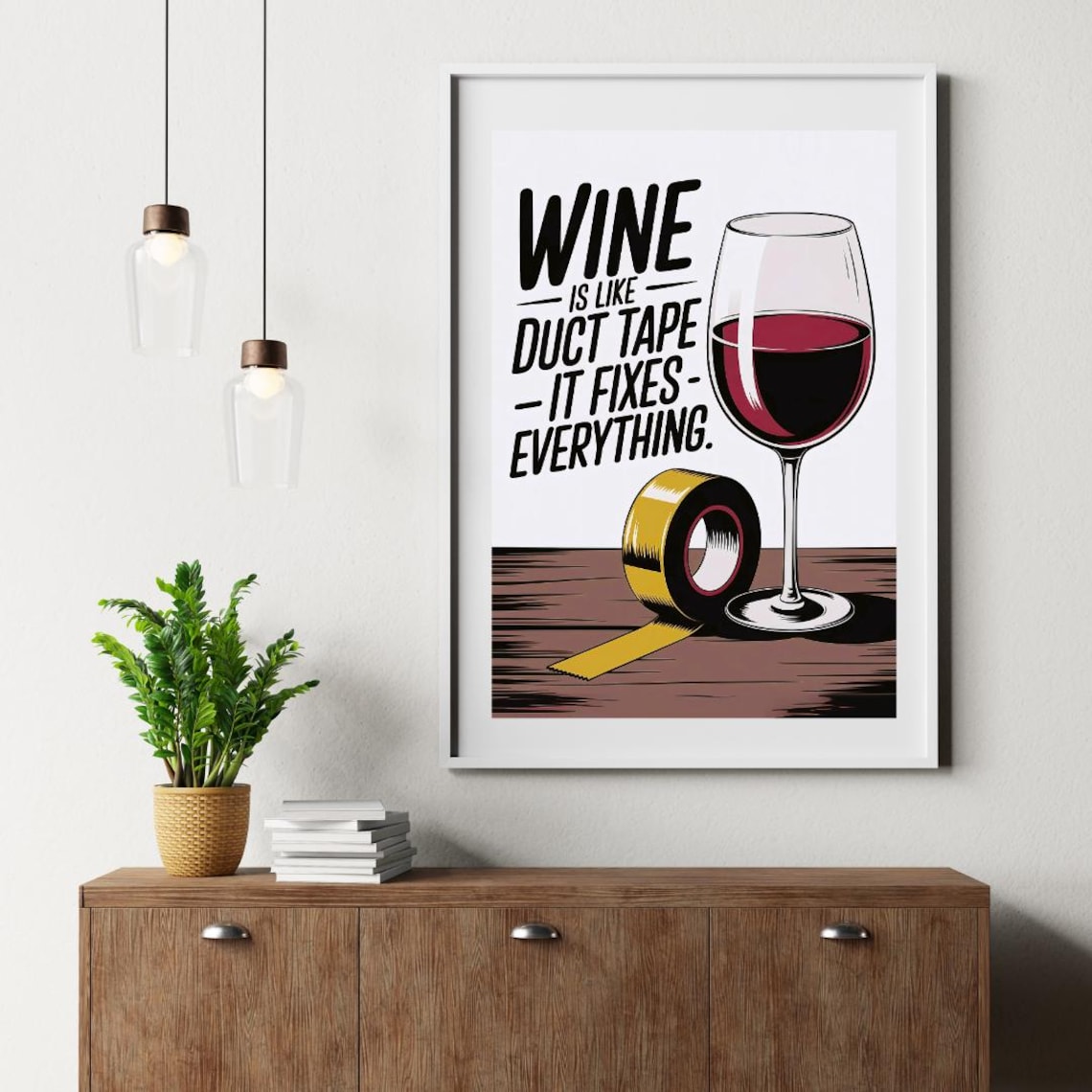 Wine Fixes Everything, Funny Kitchen Decor Poster - Image 2