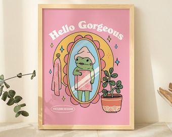 Girly Frog Self Love Positivity Quote Poster