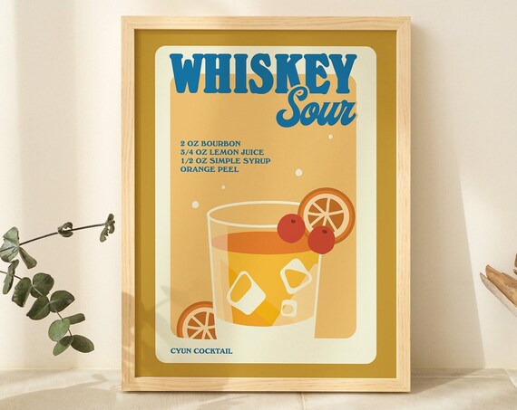Whiskey Sour Minimalist Bar Decor Art Print