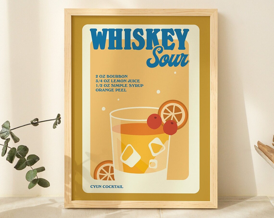 Whiskey Sour Minimalist Bar Decor Art Print
