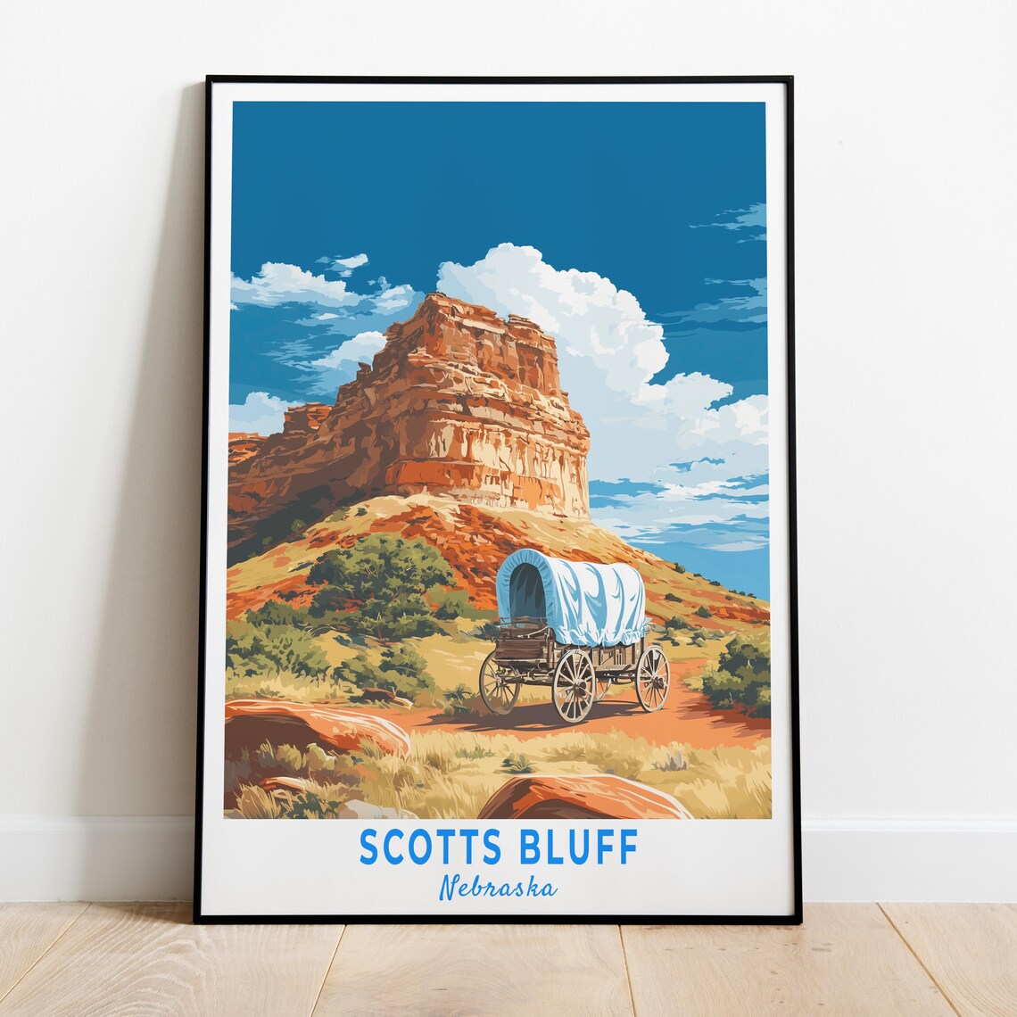 Scotts Bluff Travel Poster, Nebraska Landscape