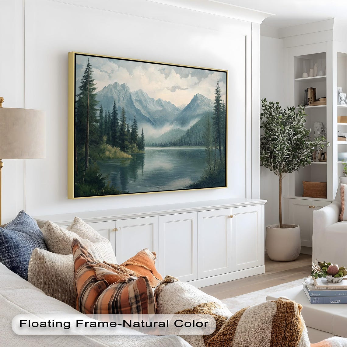 Mountain Lake Landscape, Rustic Cabin Decor - Image 4