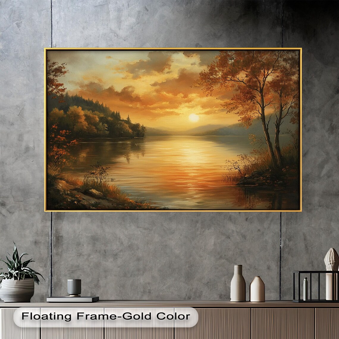 Golden Lake Sunset, Serene Nature Scene