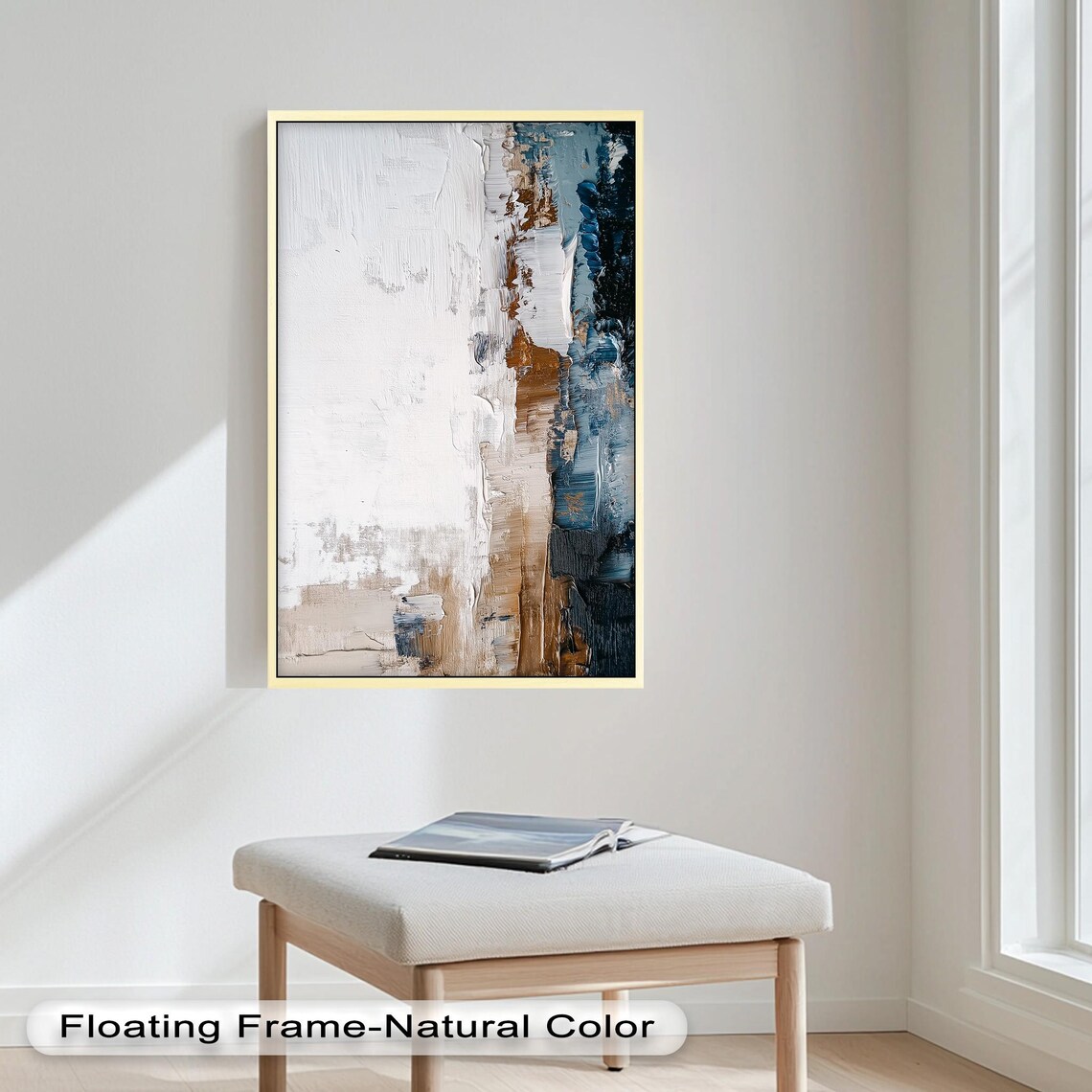 Textured Neutral Abstract, Vertical Earth Toned Painting - Image 2