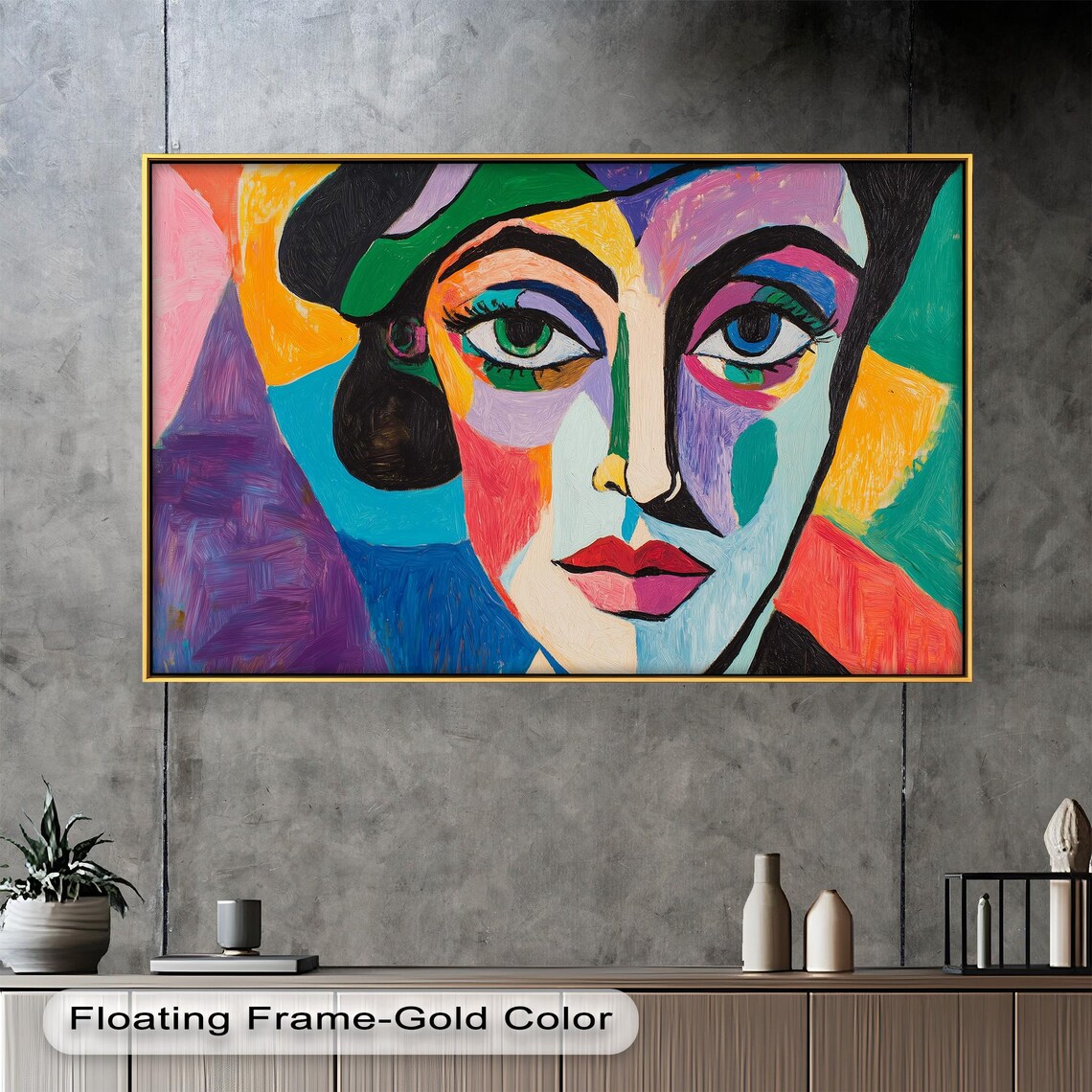 Colorful Cubist Woman, Bold Abstract Portrait - Image 3