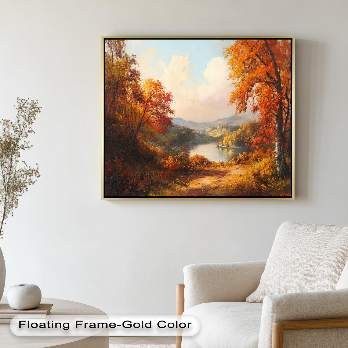 Golden Autumn Forest Path, Tranquil Fall Landscape - Image 2