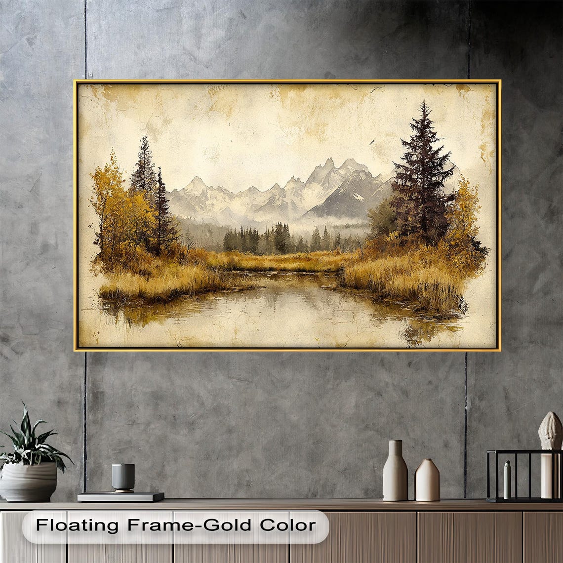 Rustic Mountain Landscape, Vintage Nature Decor - Image 2
