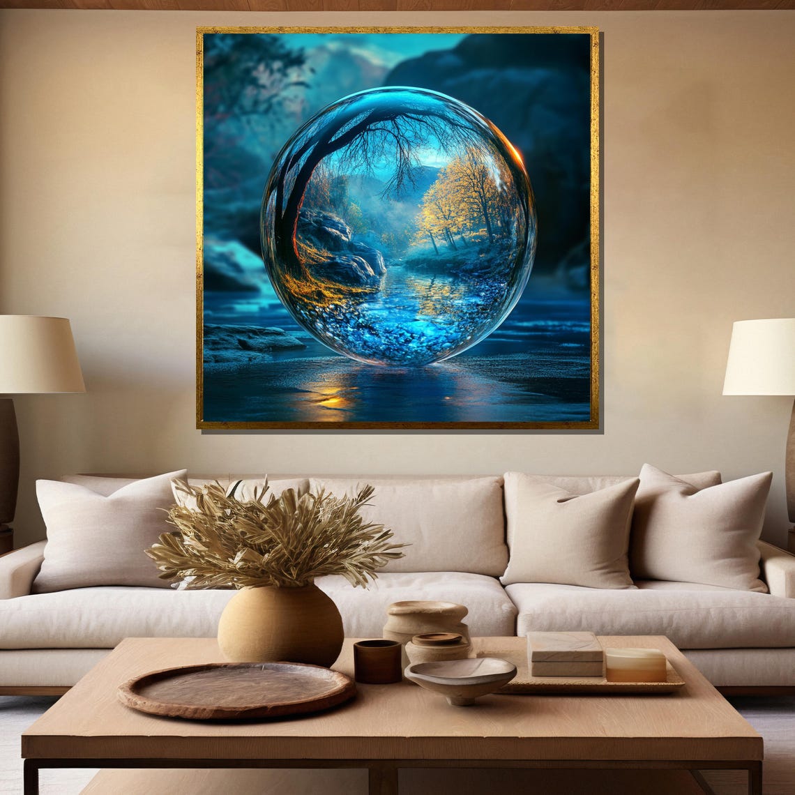 Mystical Forest Reflected In A Crystal Ball Captivating Painting Gift - Image 5