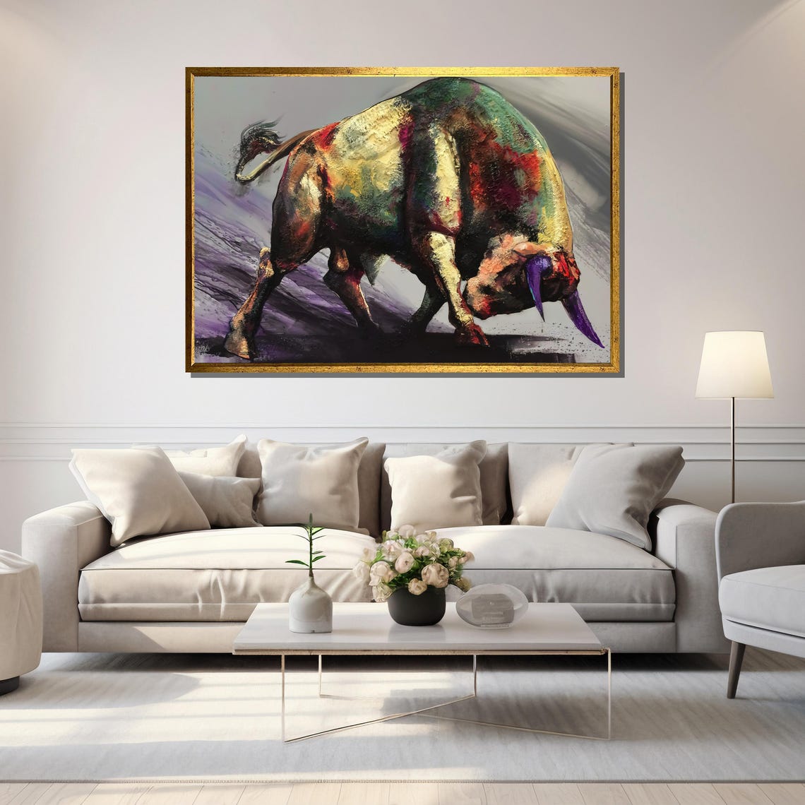 Abstract Bull Painting With Bold Textures And Vibrant Colors Unique Gift For Art Lovers And Home Decor Enthusiasts - Image 5