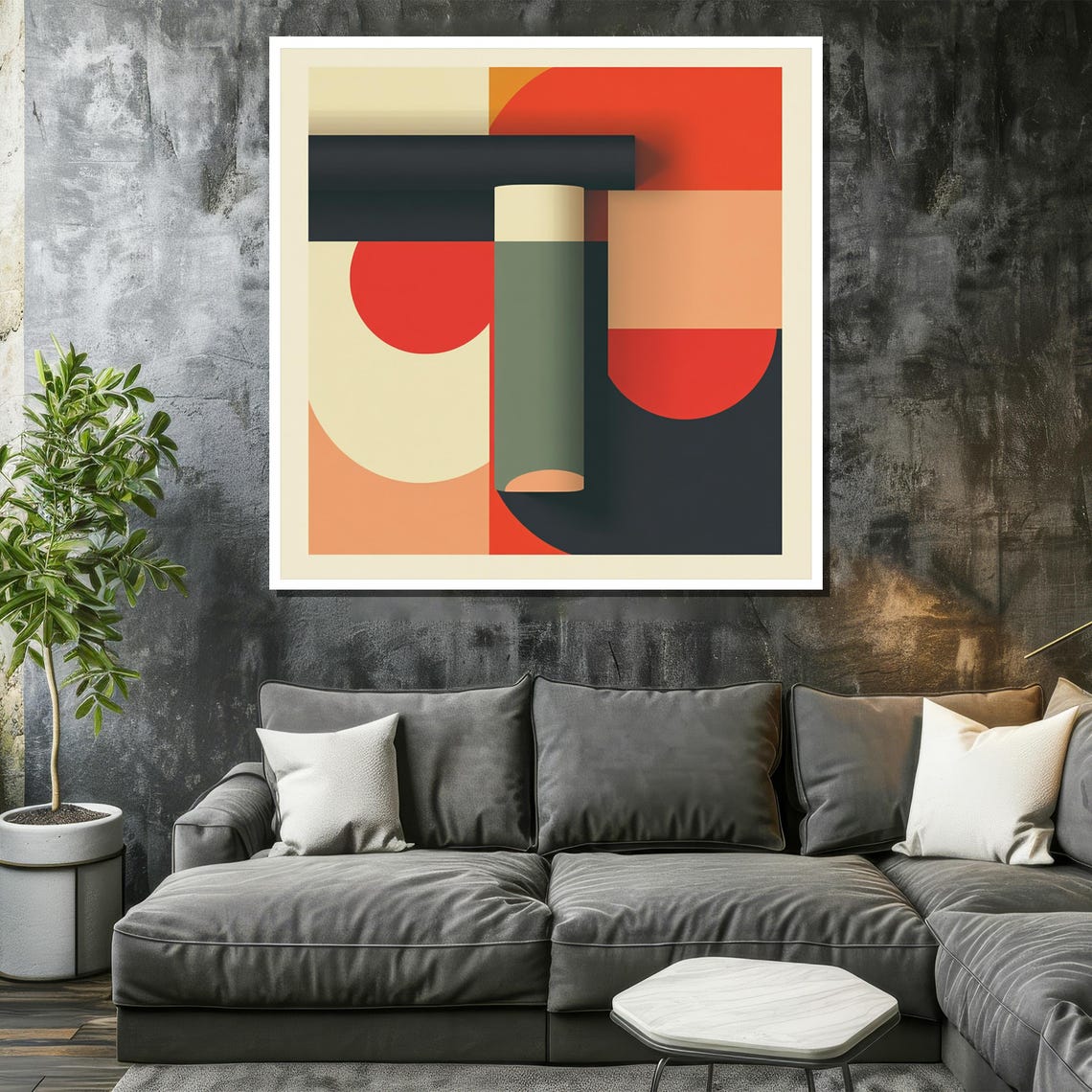 Bold Geometric Mid-Century Modern Abstract Shapes Wall Poster - Image 2